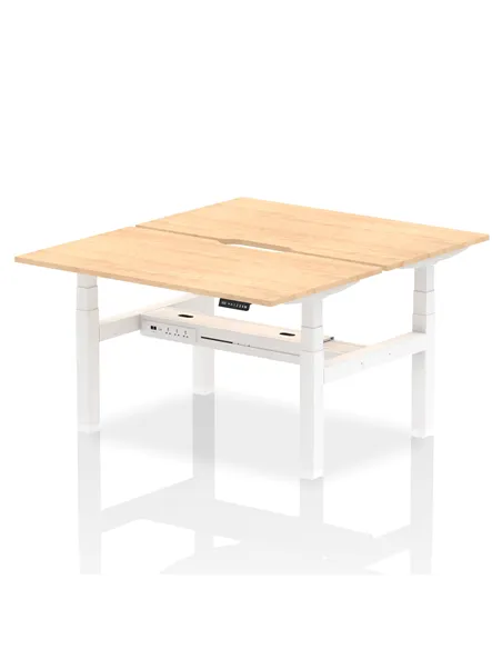 Dynamic Air 1400 x 800mm Height Adjustable 2 Person Bench Desk Maple Top Scalloped Edge HA01996