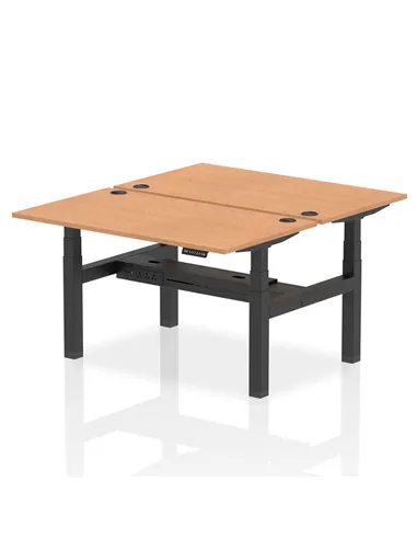 Dynamic Air 1400 x 800mm Height Adjustable 2 Person Bench Desk Oak Top Cable Ports HA01998