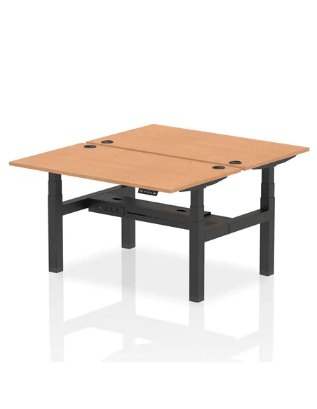 Dynamic Air 1400 x 800mm Height Adjustable 2 Person Bench Desk Oak Top Cable Ports HA01998