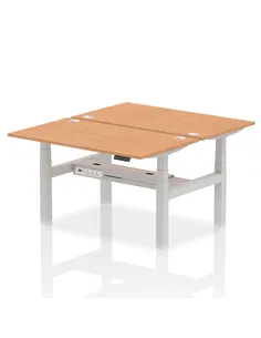 Dynamic Air 1400 x 800mm Height Adjustable 2 Person Bench Desk Oak Top Cable Ports HA02000