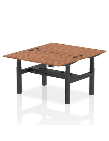 Dynamic Air 1400 x 800mm Height Adjustable 2 Person Bench Desk Walnut Top Cable Ports HA02010