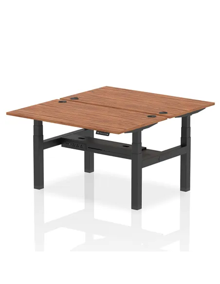 Dynamic Air 1400 x 800mm Height Adjustable 2 Person Bench Desk Walnut Top Cable Ports HA02010