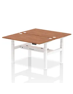 Dynamic Air 1400 x 800mm Height Adjustable 2 Person Bench Desk Walnut Top Cable Ports HA02014