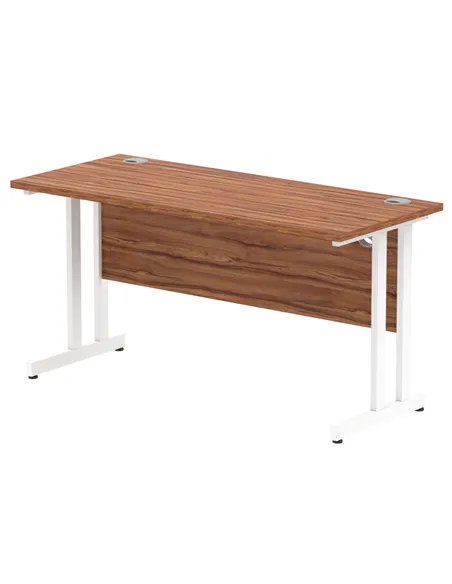 Dynamic Impulse 1400 x 600mm Straight Office Desk Walnut Top White Cantilever Leg MI001916