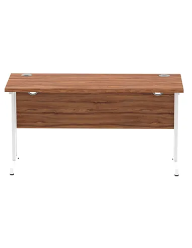 Dynamic Impulse 1400 x 600mm Straight Office Desk Walnut Top White Cantilever Leg MI001916