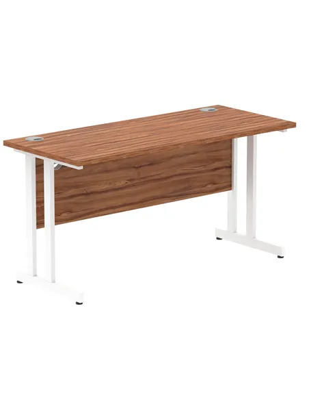 Dynamic Impulse 1400 x 600mm Straight Office Desk Walnut Top White Cantilever Leg MI001916
