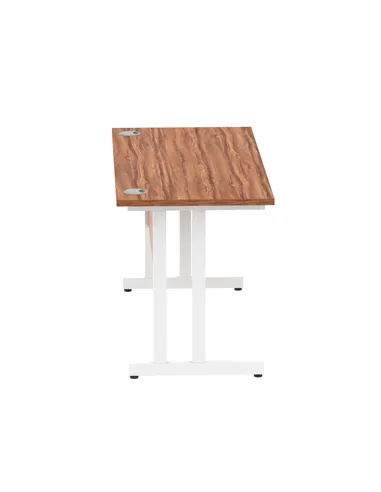 Dynamic Impulse 1400 x 600mm Straight Office Desk Walnut Top White Cantilever Leg MI001916