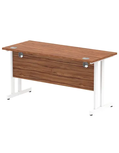 Dynamic Impulse 1400 x 600mm Straight Office Desk Walnut Top White Cantilever Leg MI001916