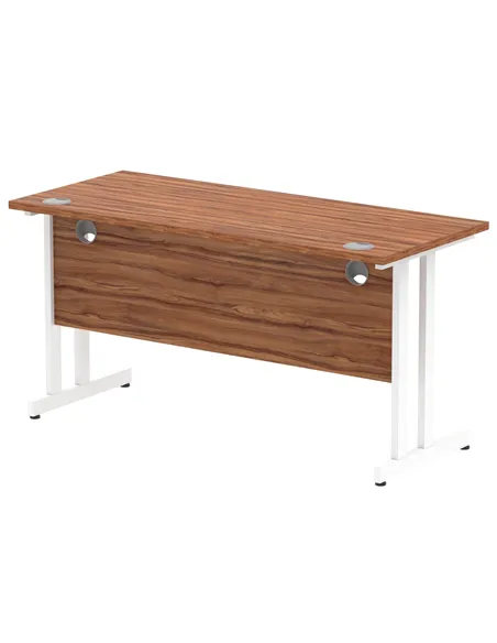 Dynamic Impulse 1400 x 600mm Straight Office Desk Walnut Top White Cantilever Leg MI001916