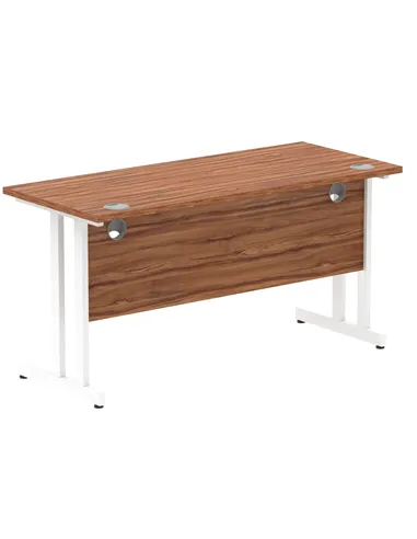 Dynamic Impulse 1400 x 600mm Straight Office Desk Walnut Top White Cantilever Leg MI001916