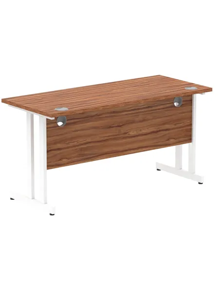 Dynamic Impulse 1400 x 600mm Straight Office Desk Walnut Top White Cantilever Leg MI001916