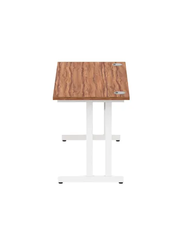 Dynamic Impulse 1400 x 600mm Straight Office Desk Walnut Top White Cantilever Leg MI001916