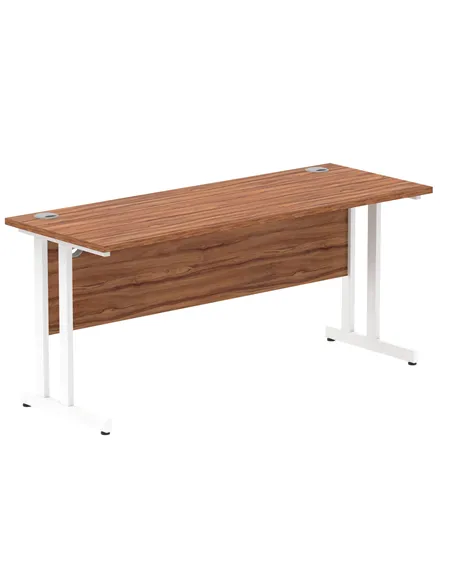 Dynamic Impulse 1600 x 600mm Straight Office Desk Walnut Top White Cantilever Leg MI001917