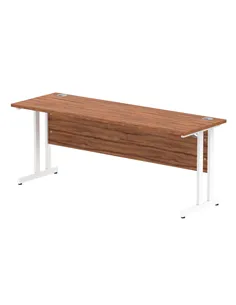 Dynamic Impulse 1800 x 600mm Straight Office Desk Walnut Top White Cantilever Leg MI001918