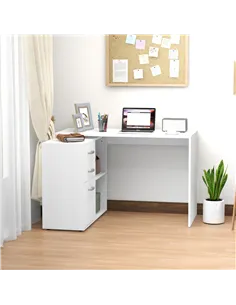 HOMCOM L Shaped Computer Desk, Reversible Home Office Desk with Drawers, File Cabinet and Storage Shelves, Study Table, 117 x 83 2