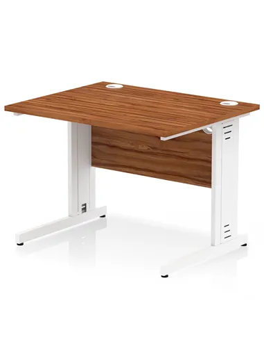 Dynamic Impulse 1000 x 800mm Straight Office Desk Walnut Top White Cable Managed Leg MI001994