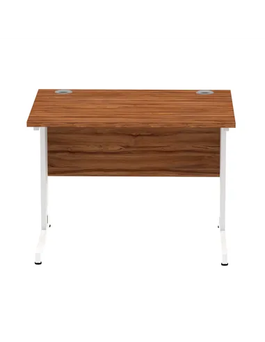 Dynamic Impulse 1000 x 800mm Straight Office Desk Walnut Top White Cable Managed Leg MI001994