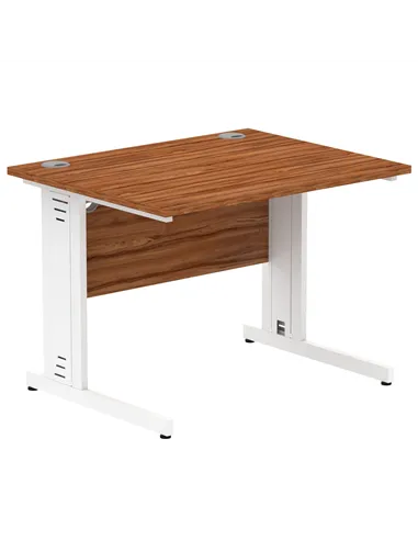 Dynamic Impulse 1000 x 800mm Straight Office Desk Walnut Top White Cable Managed Leg MI001994