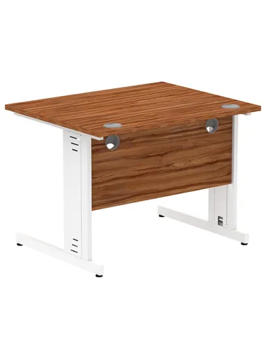 Dynamic Impulse 1000 x 800mm Straight Office Desk Walnut Top White Cable Managed Leg MI001994