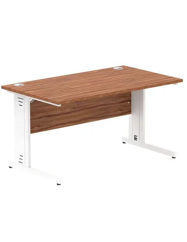 Dynamic Impulse 1400 x 800mm Straight Office Desk Walnut Top White Cable Managed Leg MI001996