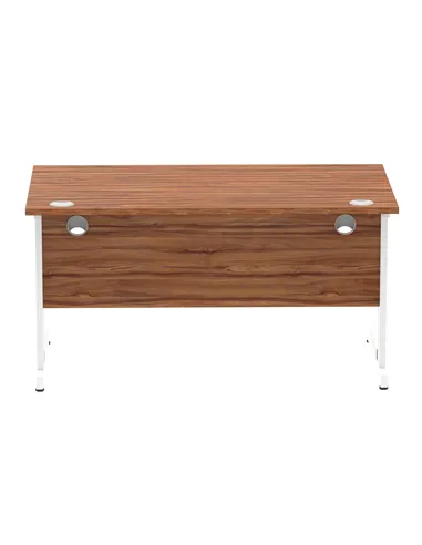 Dynamic Impulse 1400 x 800mm Straight Office Desk Walnut Top White Cable Managed Leg MI001996