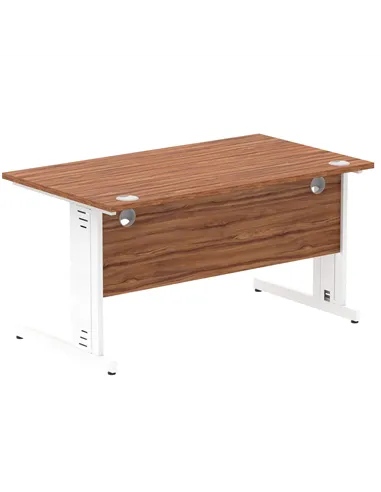 Dynamic Impulse 1400 x 800mm Straight Office Desk Walnut Top White Cable Managed Leg MI001996