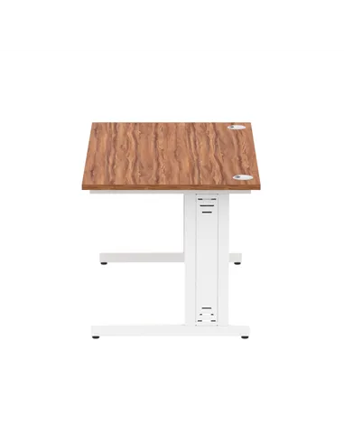 Dynamic Impulse 1400 x 800mm Straight Office Desk Walnut Top White Cable Managed Leg MI001996