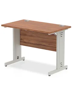 Dynamic Impulse 1000 x 600mm Straight Office Desk Walnut Top Silver Cable Managed Leg MI001999