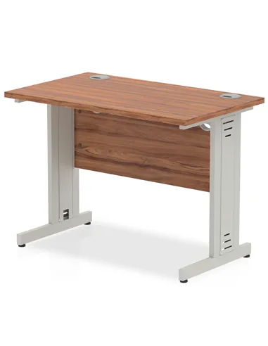 Dynamic Impulse 1000 x 600mm Straight Office Desk Walnut Top Silver Cable Managed Leg MI001999