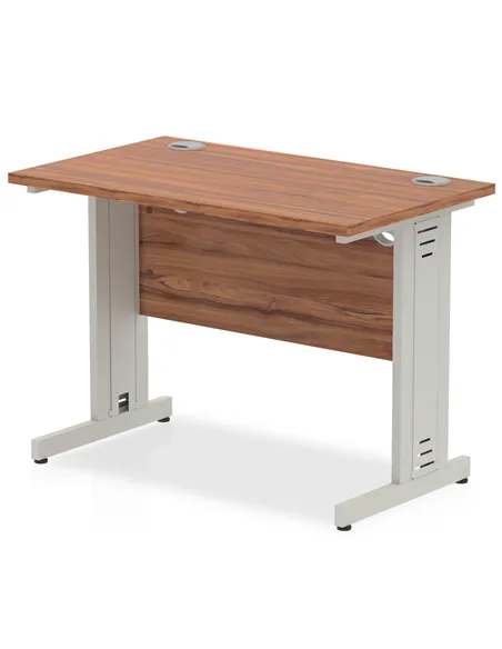 Dynamic Impulse 1000 x 600mm Straight Office Desk Walnut Top Silver Cable Managed Leg MI001999