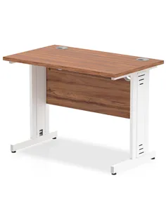 Dynamic Impulse 1000 x 600mm Straight Office Desk Walnut Top White Cable Managed Leg MI002004
