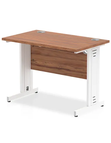 Dynamic Impulse 1000 x 600mm Straight Office Desk Walnut Top White Cable Managed Leg MI002004
