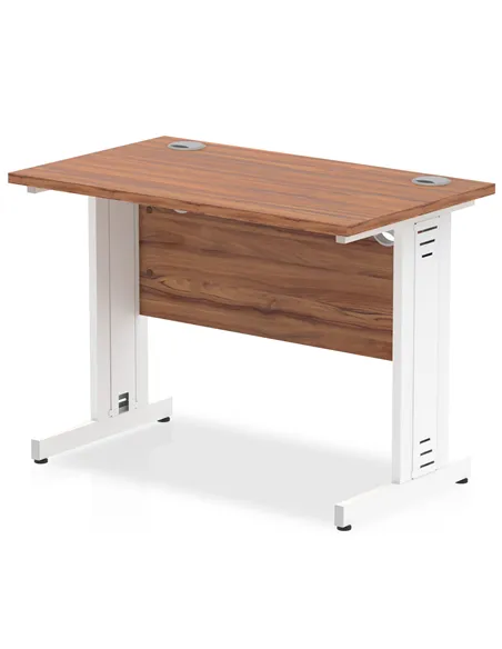 Dynamic Impulse 1000 x 600mm Straight Office Desk Walnut Top White Cable Managed Leg MI002004