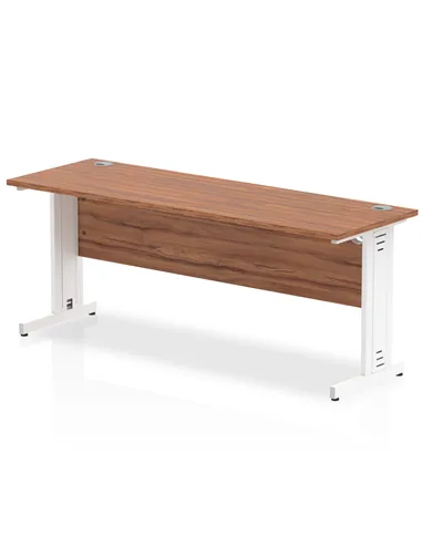 Dynamic Impulse 1800 x 600mm Straight Office Desk Walnut Top White Cable Managed Leg MI002008