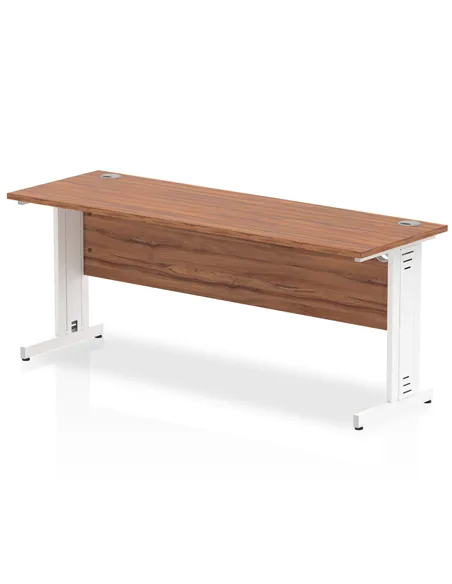 Dynamic Impulse 1800 x 600mm Straight Office Desk Walnut Top White Cable Managed Leg MI002008