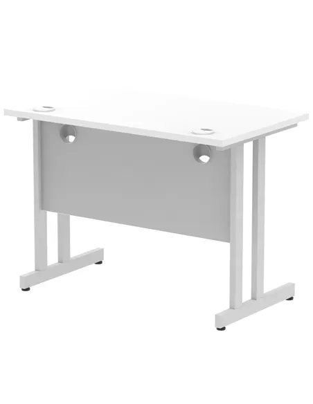 Dynamic Impulse 1000 x 600mm Straight Office Desk White Top Silver Cantilever Leg MI002195