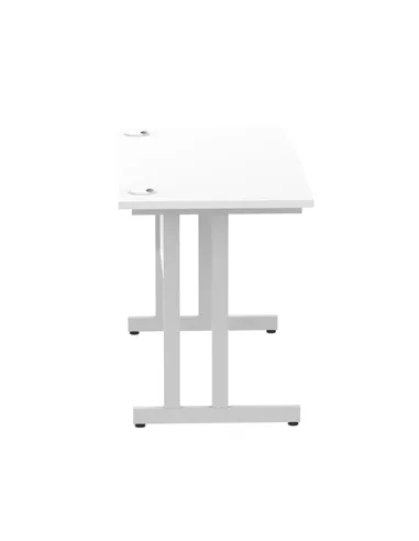 Dynamic Impulse 1200 x 600mm Straight Office Desk White Top Silver Cantilever Leg MI002196