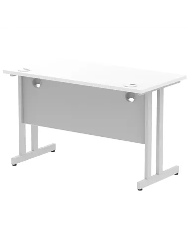 Dynamic Impulse 1200 x 600mm Straight Office Desk White Top Silver Cantilever Leg MI002196