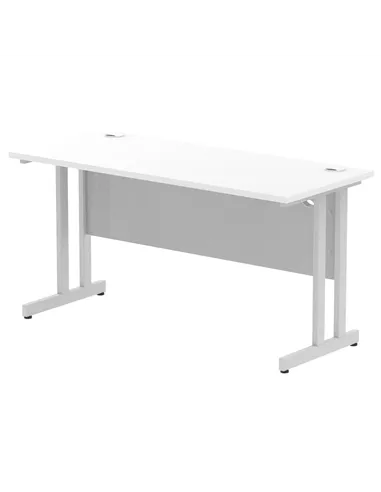 Dynamic Impulse 1400 x 600mm Straight Office Desk White Top Silver Cantilever Leg MI002197