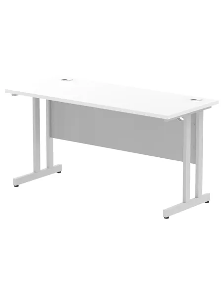Dynamic Impulse 1400 x 600mm Straight Office Desk White Top Silver Cantilever Leg MI002197