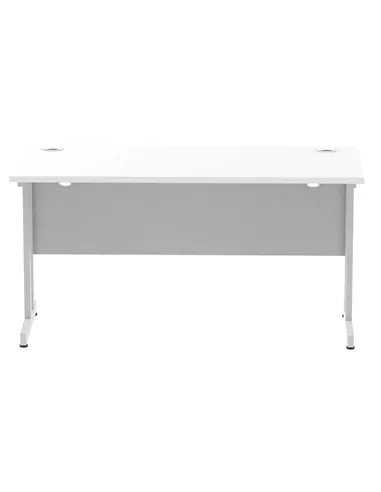 Dynamic Impulse 1400 x 600mm Straight Office Desk White Top Silver Cantilever Leg MI002197