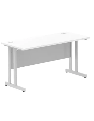 Dynamic Impulse 1400 x 600mm Straight Office Desk White Top Silver Cantilever Leg MI002197