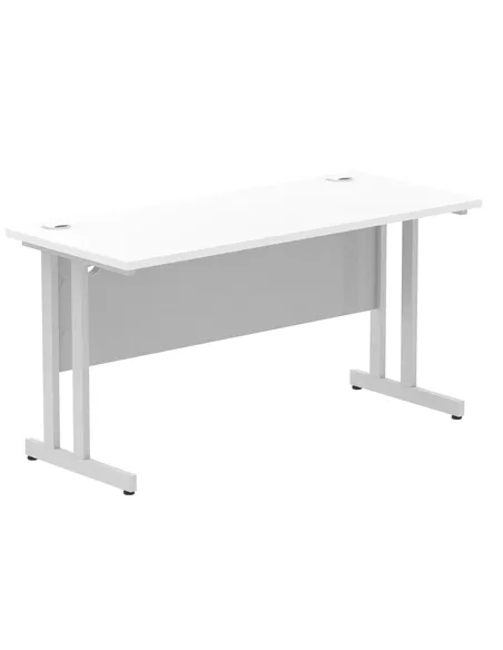 Dynamic Impulse 1400 x 600mm Straight Office Desk White Top Silver Cantilever Leg MI002197