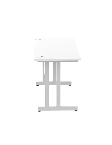 Dynamic Impulse 1400 x 600mm Straight Office Desk White Top Silver Cantilever Leg MI002197