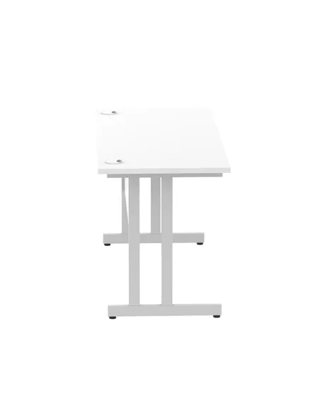 Dynamic Impulse 1400 x 600mm Straight Office Desk White Top Silver Cantilever Leg MI002197