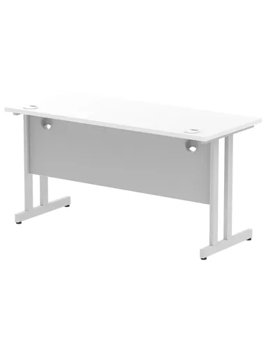 Dynamic Impulse 1400 x 600mm Straight Office Desk White Top Silver Cantilever Leg MI002197