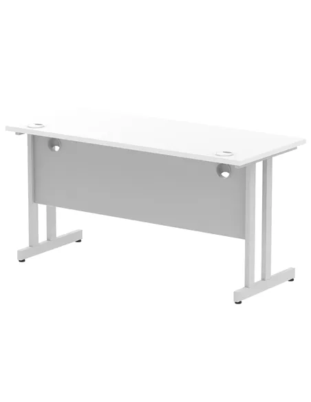 Dynamic Impulse 1400 x 600mm Straight Office Desk White Top Silver Cantilever Leg MI002197