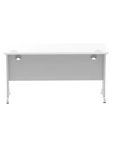 Dynamic Impulse 1400 x 600mm Straight Office Desk White Top Silver Cantilever Leg MI002197