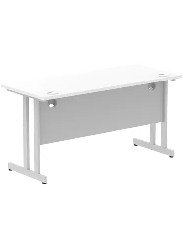 Dynamic Impulse 1400 x 600mm Straight Office Desk White Top Silver Cantilever Leg MI002197