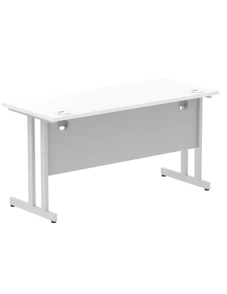 Dynamic Impulse 1400 x 600mm Straight Office Desk White Top Silver Cantilever Leg MI002197